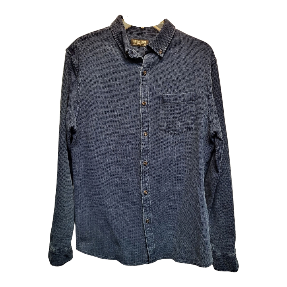 Line of Trade Men's Indigo Midnight Waffle Texture Button-Down Shirt - Size M